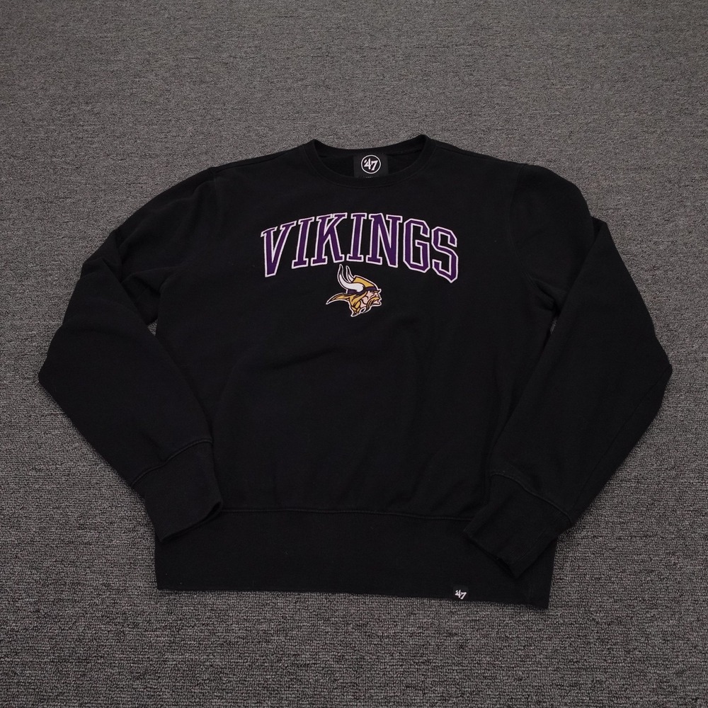 Minnesota Vikings Sweatshirt Mens Medium Black NFL Football '47 Crewneck